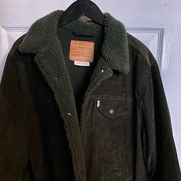 green corduroy sherpa jacket